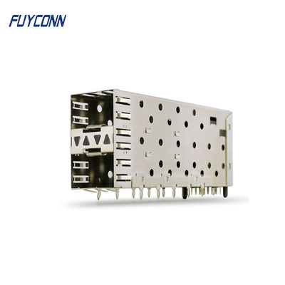 2x1 Female SFP Connector 40 Pin with Light Pipe Press-Fit