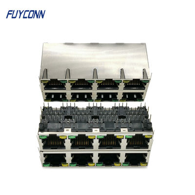 Бронза светомассы 2x4 8 переносит 64 соединитель PCB RJ45 Джек Pin женский