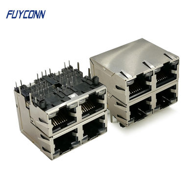 соединитель Pin RJ45 PCB 32 портов 2x2 4 с желтым зеленым светом СИД