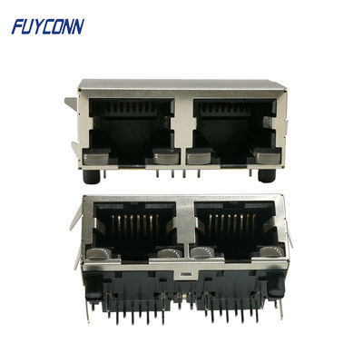 2 соединитель PCB Pin портов 16 прямоугольных женских RJ45 с изолятором PBT
